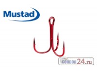 Крючки тройные Mustad Round Bend Treble 35647, цвет красный, упаковка 10 шт.